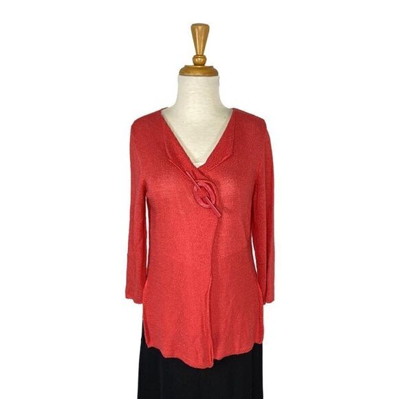 Angel Apparel S Coral Pink Cardigan Sweater Art To Wear Lagenlook Bohemian Boho - Picture 12 of 13